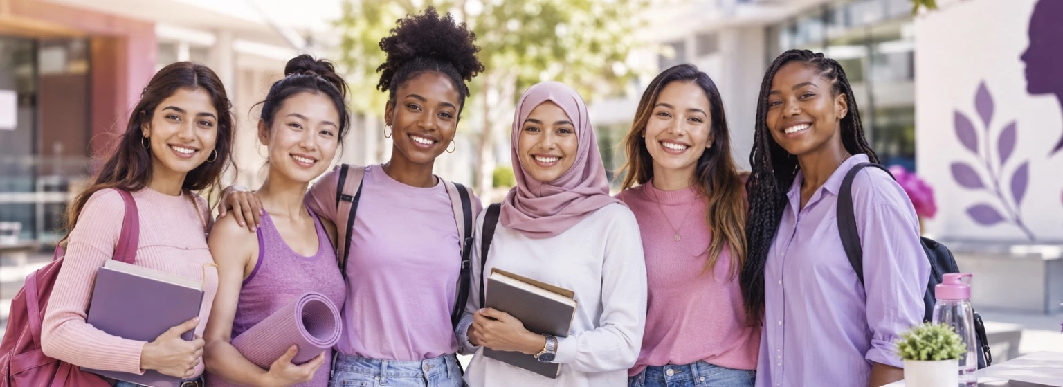 A large, diverse group of smiling young people